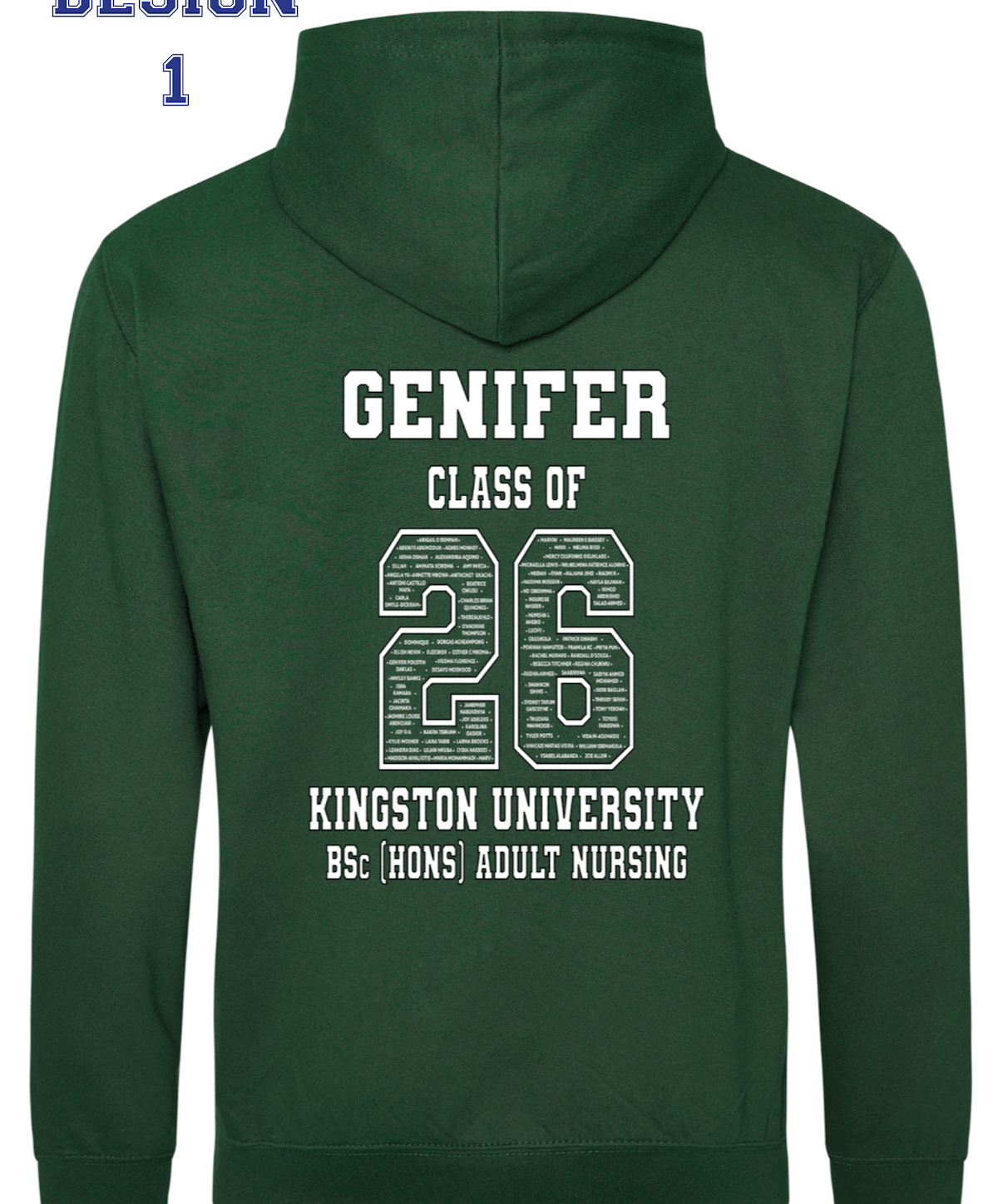 Kingston University Hoodie Class of 2026 – BSc (Hons) Adult Nursing - Ink Stitch Press
