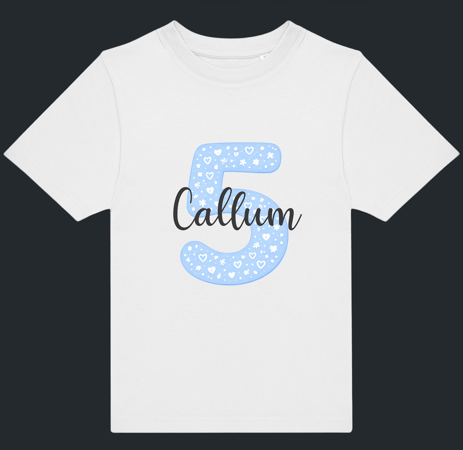 Personalised Blue Number & Name Kids T-Shirt – Custom Birthday Age Tee - Ink Stitch Press