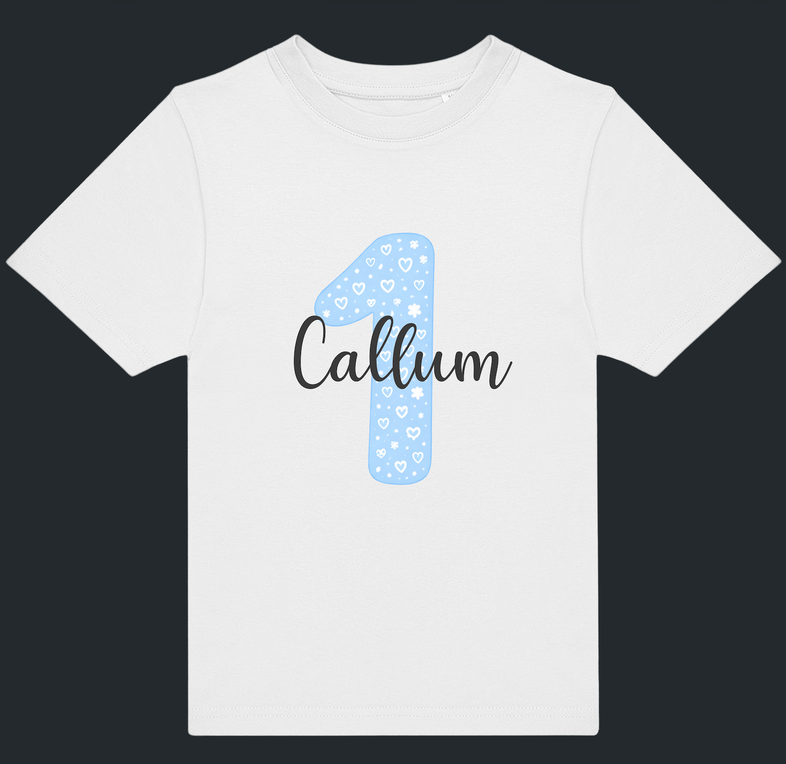 Personalised Blue Number & Name Kids T-Shirt – Custom Birthday Age Tee - Ink Stitch Press