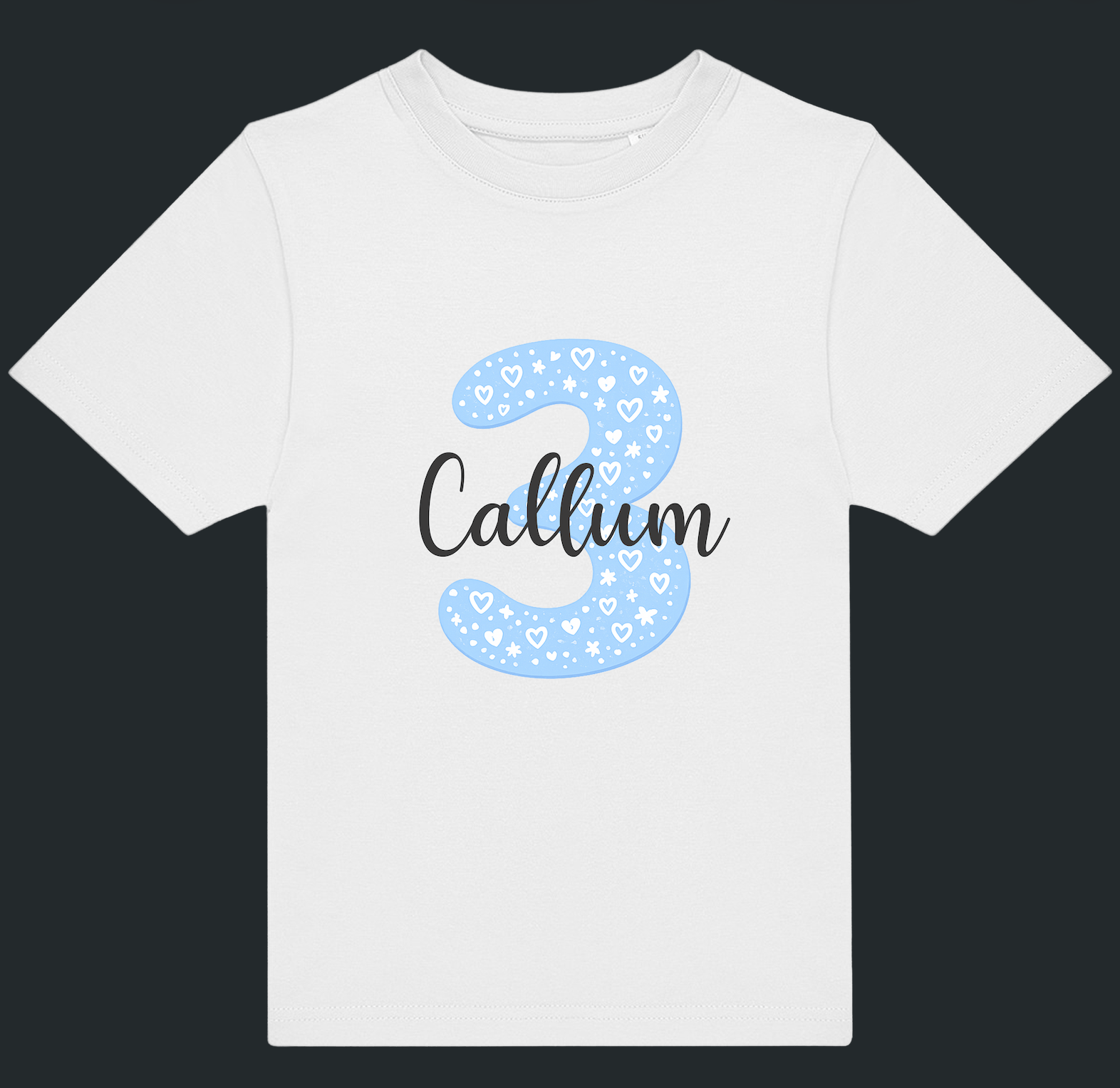 Personalised Blue Number & Name Kids T-Shirt – Custom Birthday Age Tee - Ink Stitch Press