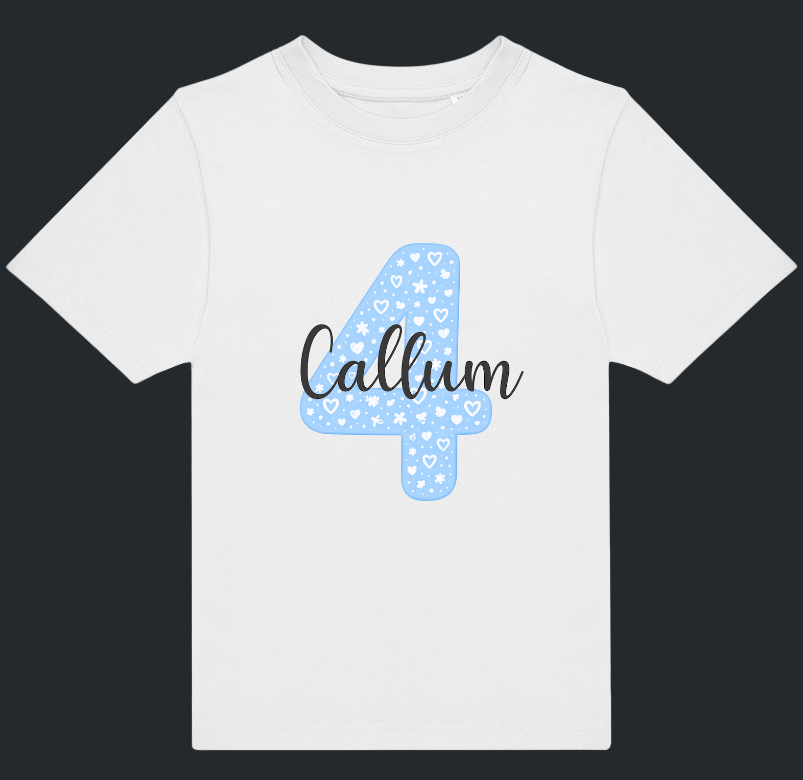 Personalised Blue Number & Name Kids T-Shirt – Custom Birthday Age Tee - Ink Stitch Press