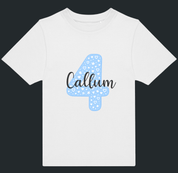 Personalised Blue Number & Name Kids T-Shirt – Custom Birthday Age Tee - Ink Stitch Press