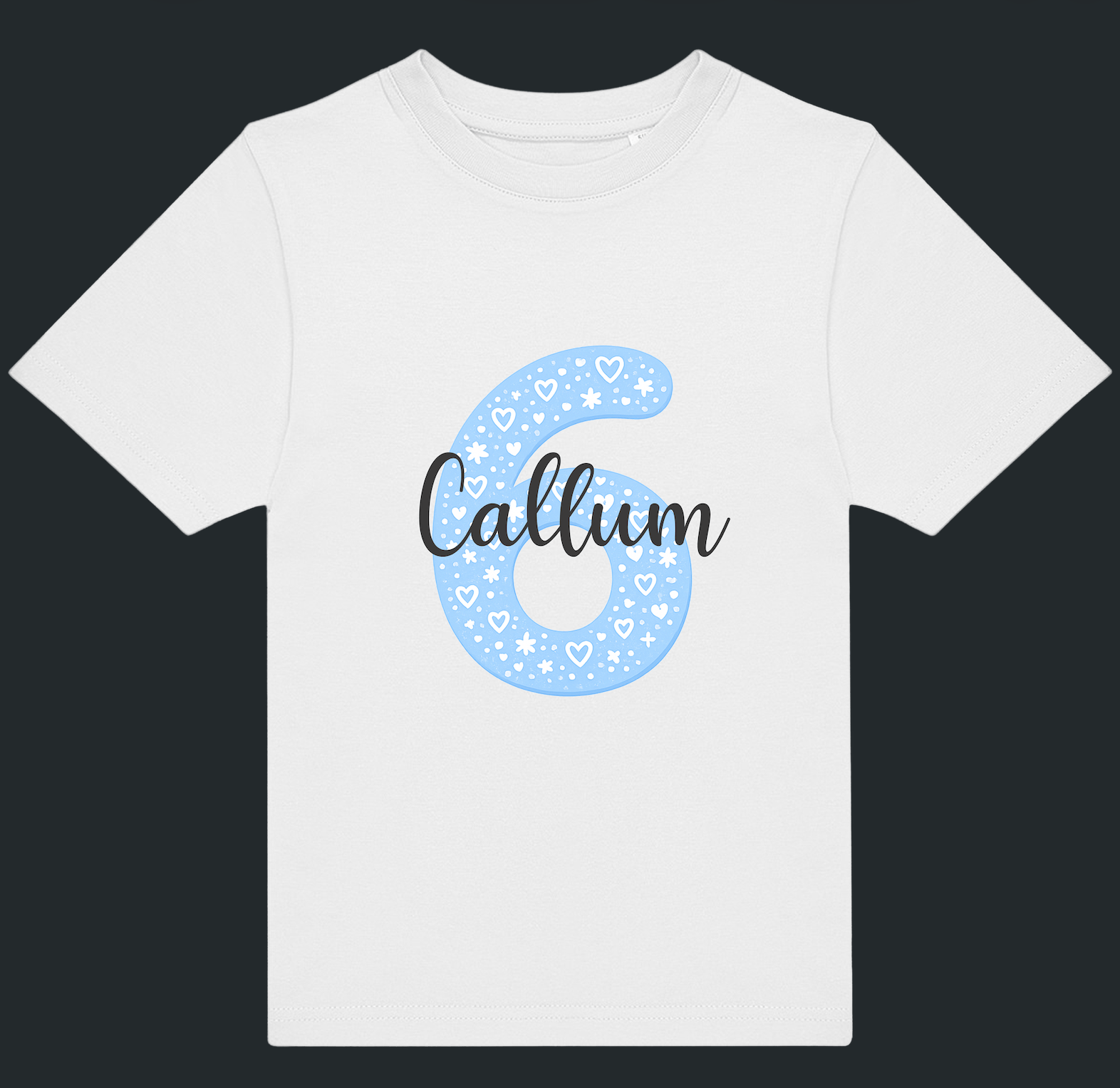 Personalised Blue Number & Name Kids T-Shirt – Custom Birthday Age Tee - Ink Stitch Press