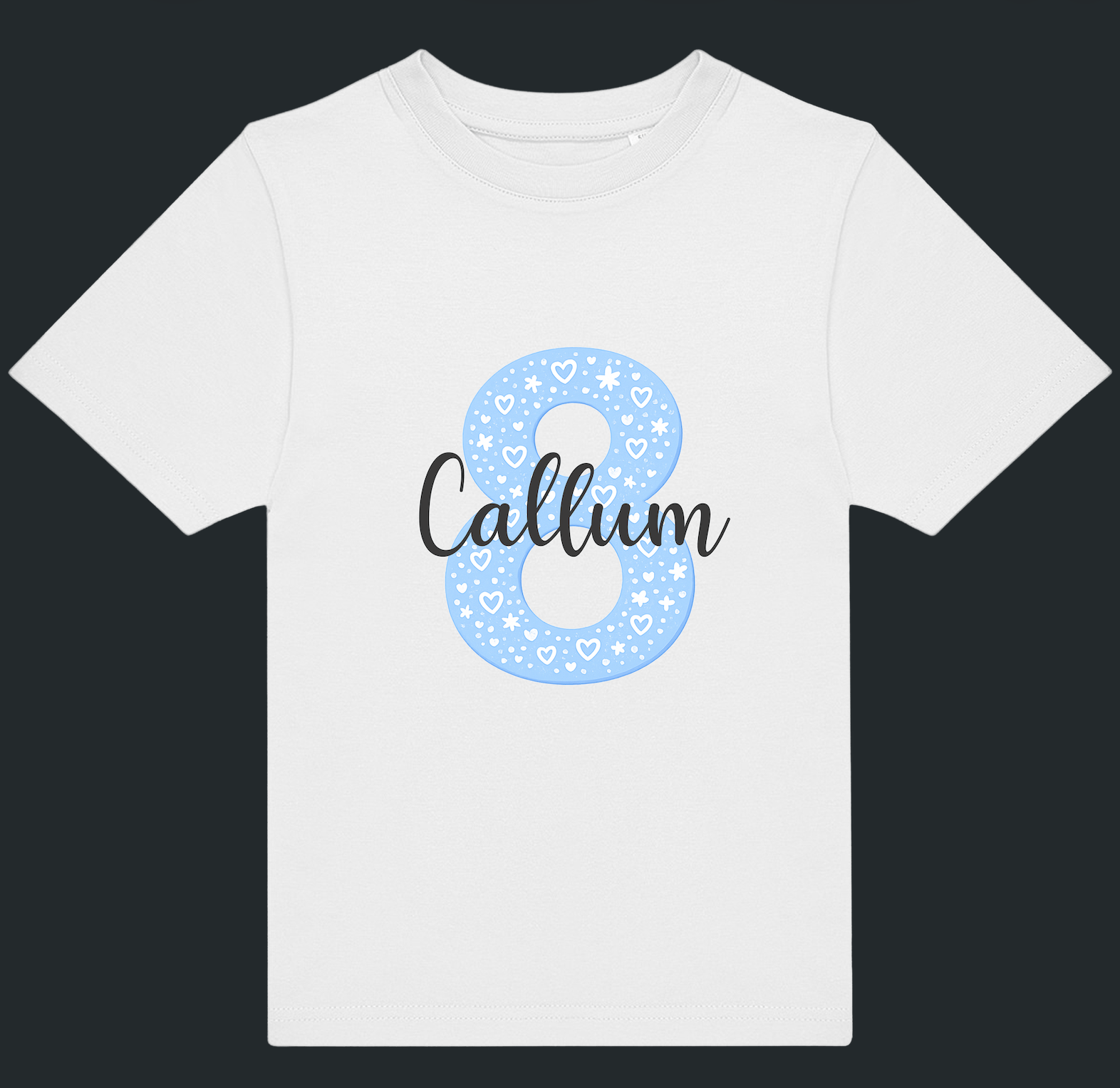 Personalised Blue Number & Name Kids T-Shirt – Custom Birthday Age Tee - Ink Stitch Press