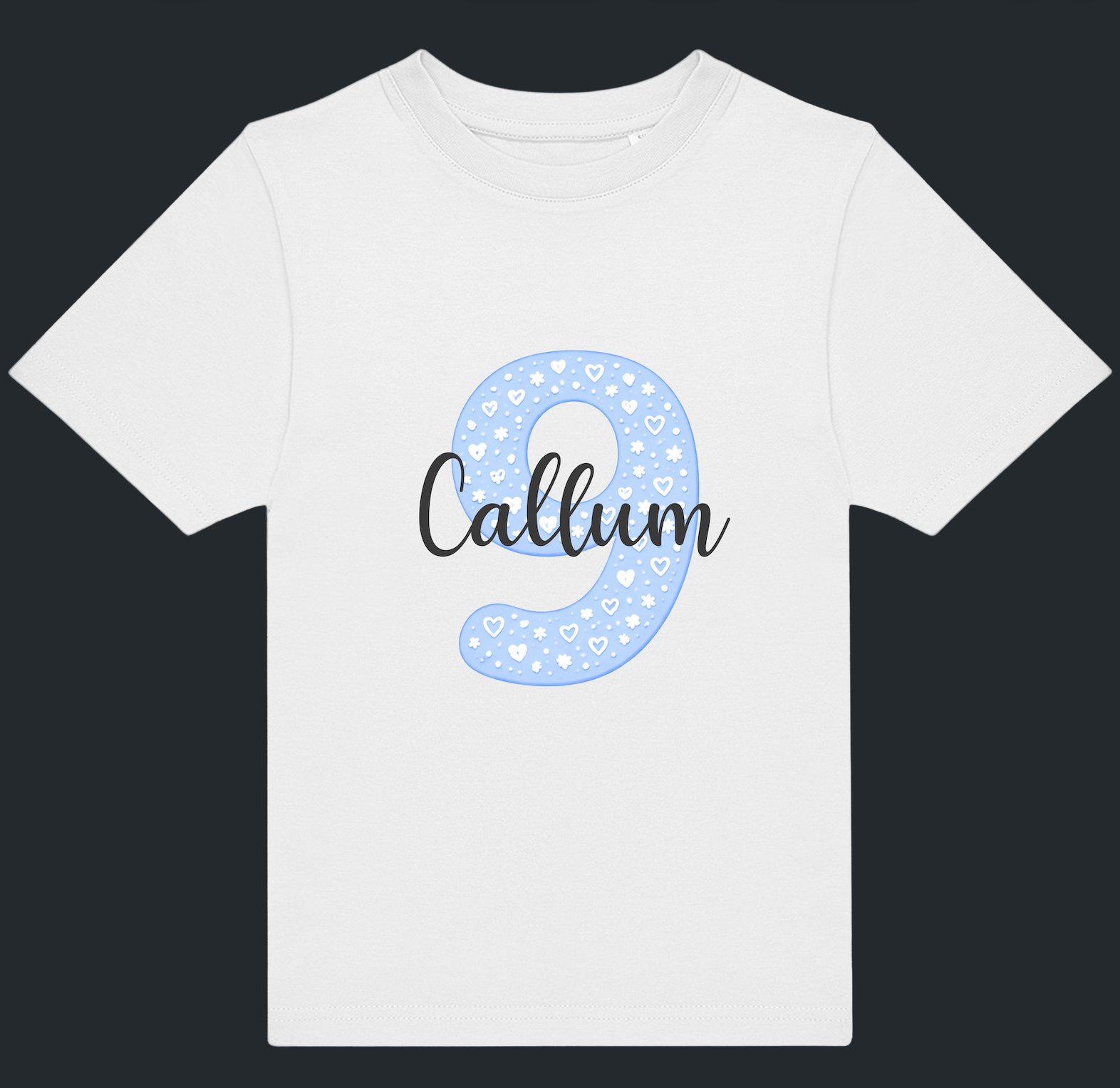 Personalised Blue Number & Name Kids T-Shirt – Custom Birthday Age Tee - Ink Stitch Press