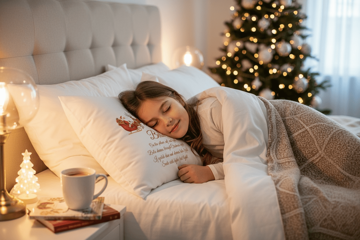 Personalised Christmas Eve Pillowcase - Child's Name Christmas Eve Pillow - Ink Stitch Press