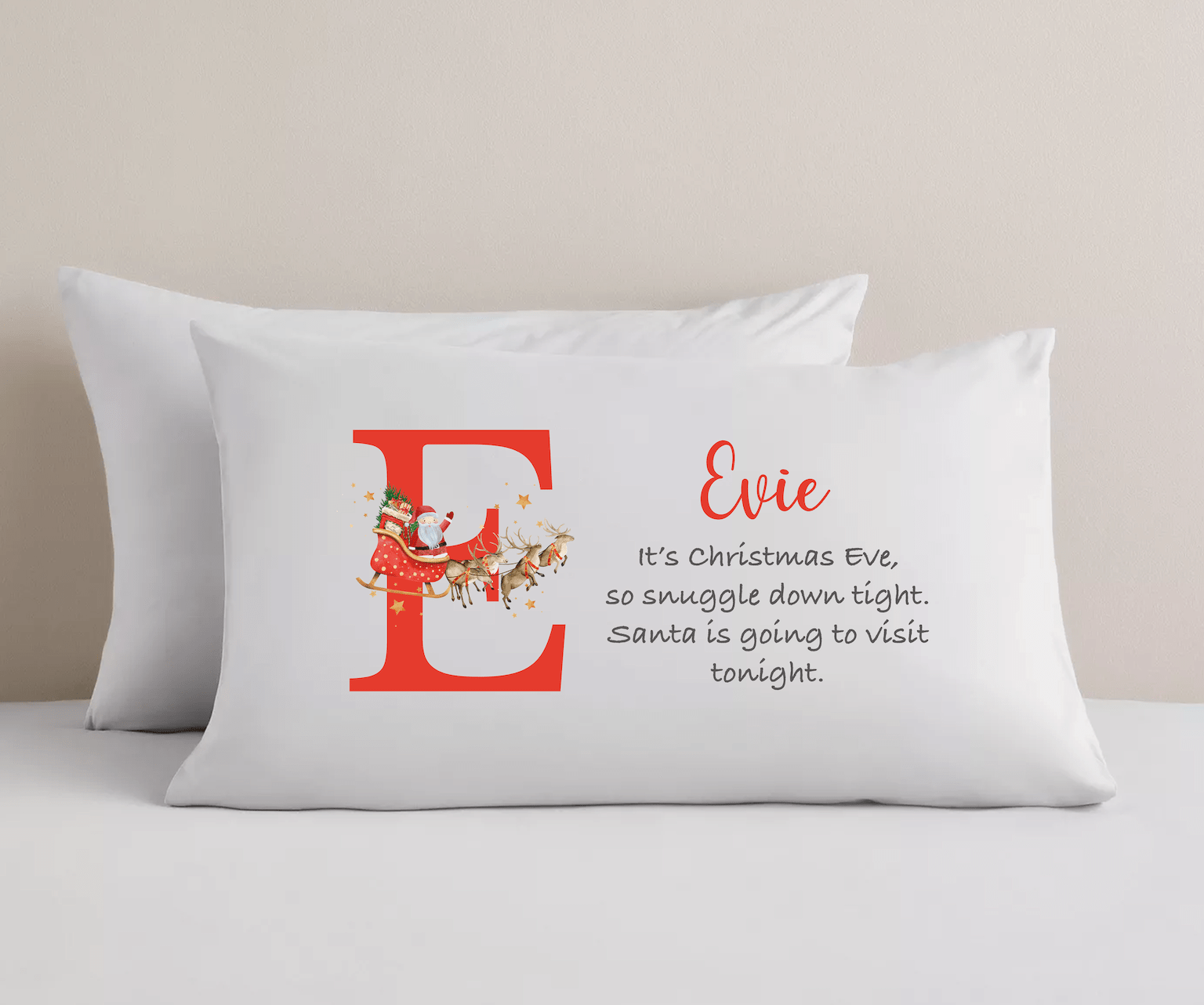 Personalised Christmas Eve Pillowcase - Initial Santa's Visit - Ink Stitch Press