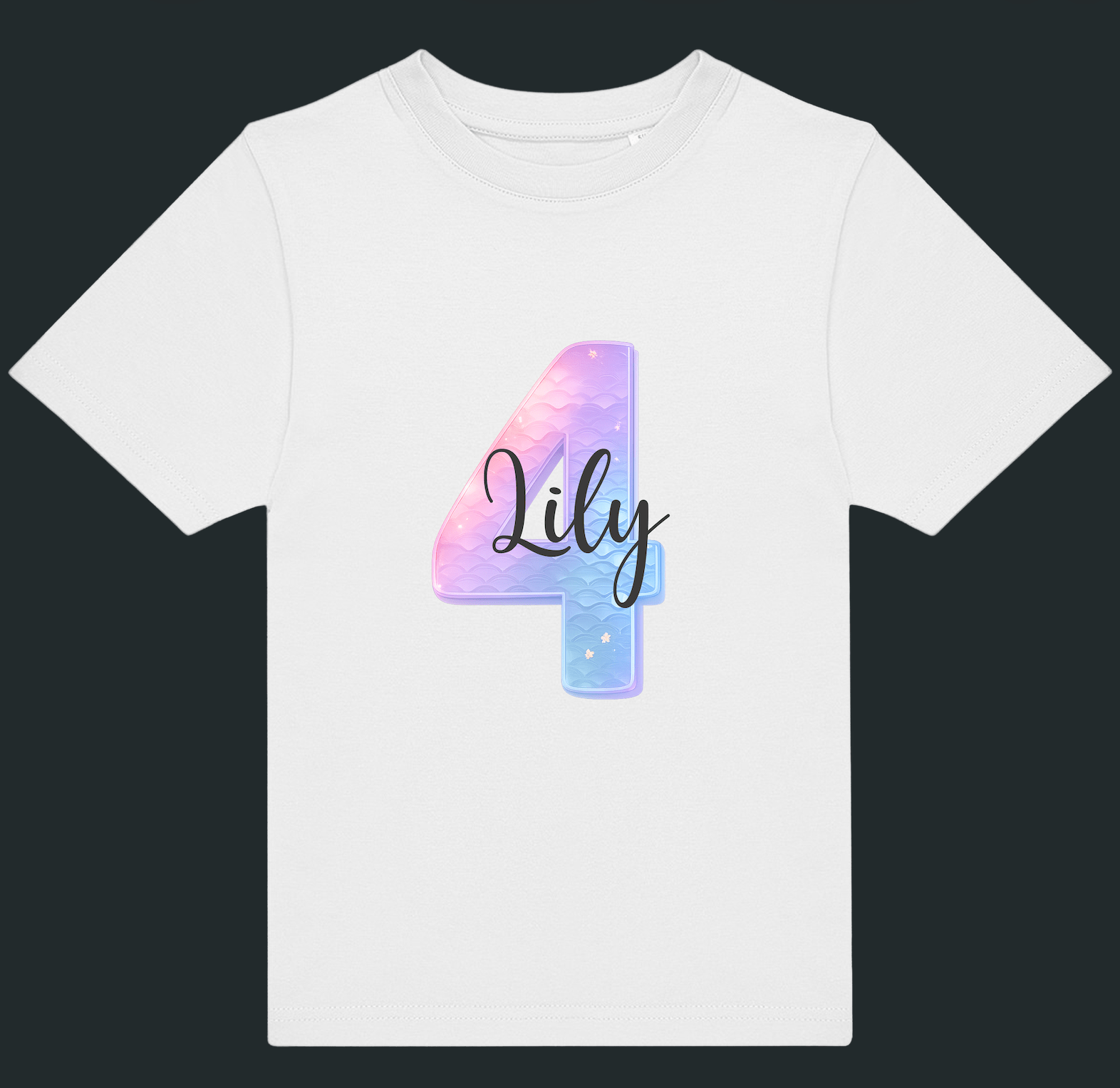 Personalised Mermaid Number & Name Kids T-Shirt – Custom Birthday Age Tee - Ink Stitch Press