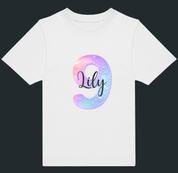 Personalised Mermaid Number & Name Kids T-Shirt – Custom Birthday Age Tee - Ink Stitch Press