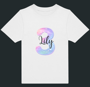 Personalised Mermaid Number & Name Kids T-Shirt – Custom Birthday Age Tee - Ink Stitch Press