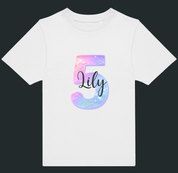 Personalised Mermaid Number & Name Kids T-Shirt – Custom Birthday Age Tee - Ink Stitch Press