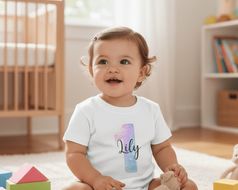 Personalised Mermaid Number & Name Kids T-Shirt – Custom Birthday Age Tee - Ink Stitch Press