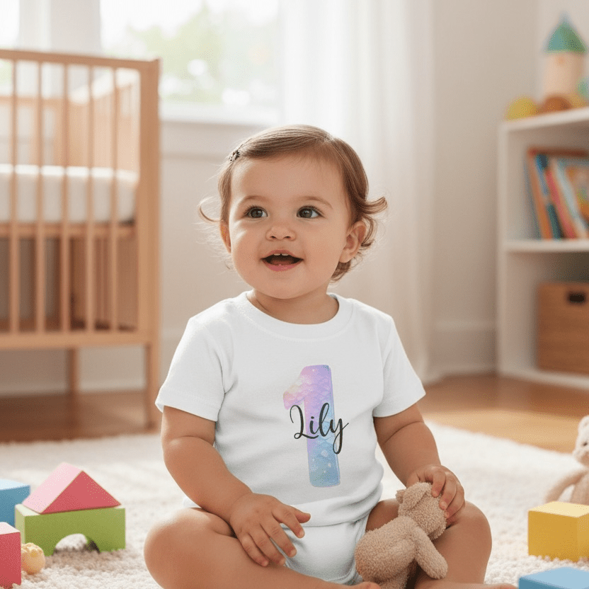 Personalised Mermaid Number & Name Kids T-Shirt – Custom Birthday Age Tee - Ink Stitch Press