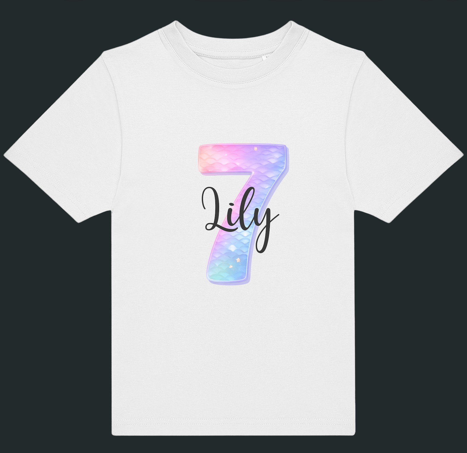 Personalised Mermaid Number & Name Kids T-Shirt – Custom Birthday Age Tee - Ink Stitch Press