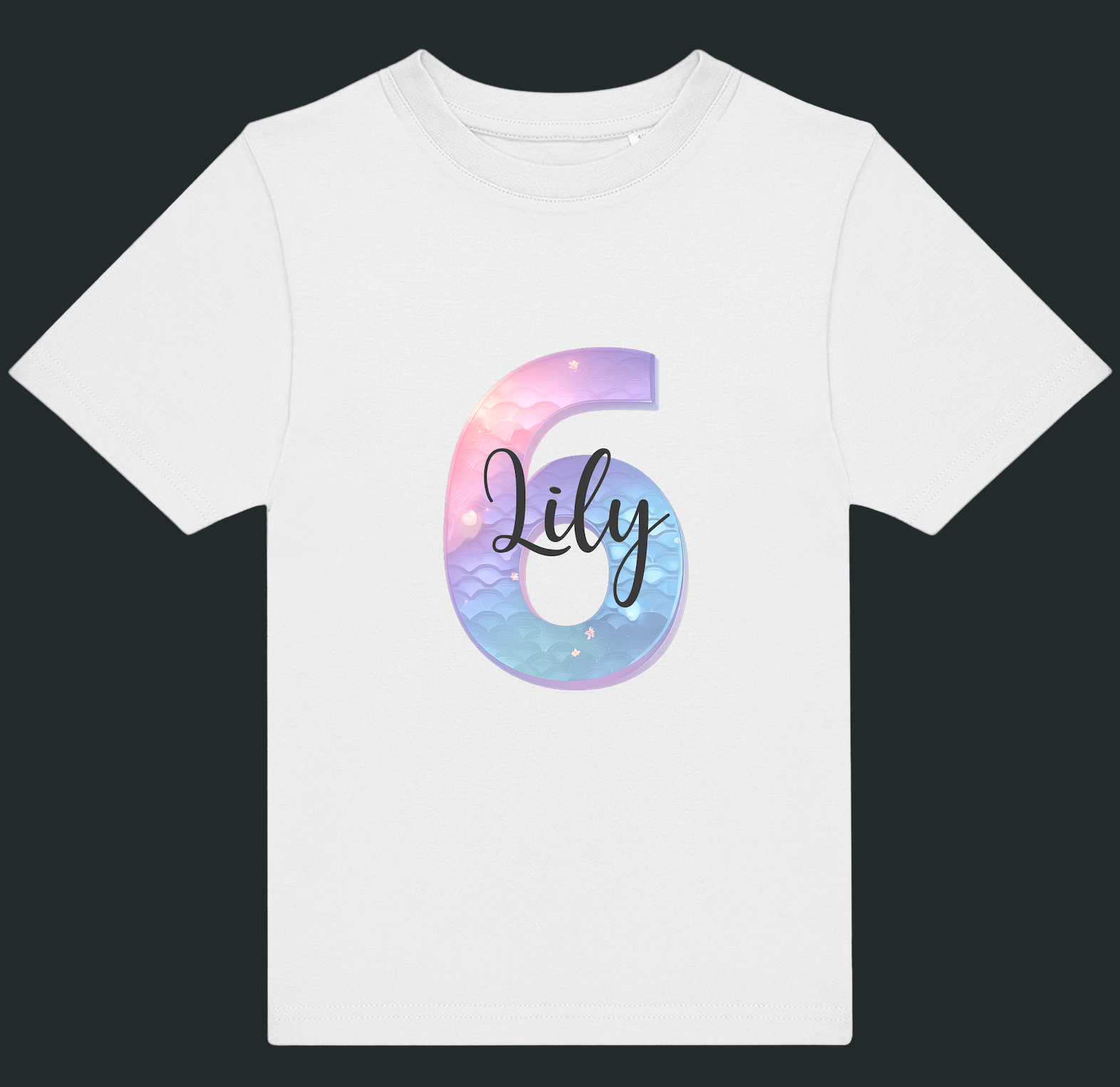 Personalised Mermaid Number & Name Kids T-Shirt – Custom Birthday Age Tee - Ink Stitch Press