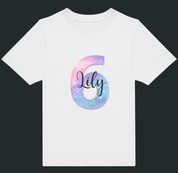 Personalised Mermaid Number & Name Kids T-Shirt – Custom Birthday Age Tee - Ink Stitch Press