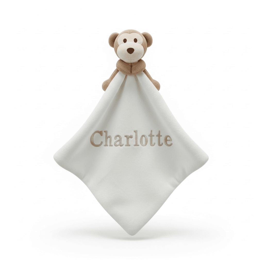 Personalised Mumbles Monkey Comforter With Embroidered Name - Ink Stitch Press