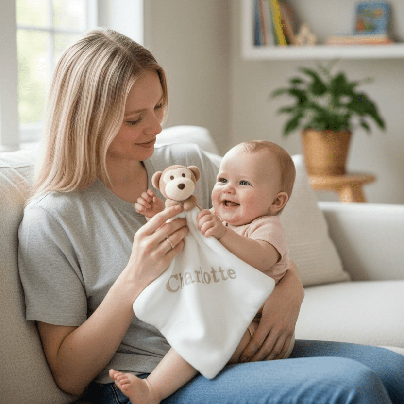 Personalised Mumbles Monkey Comforter With Embroidered Name - Ink Stitch Press