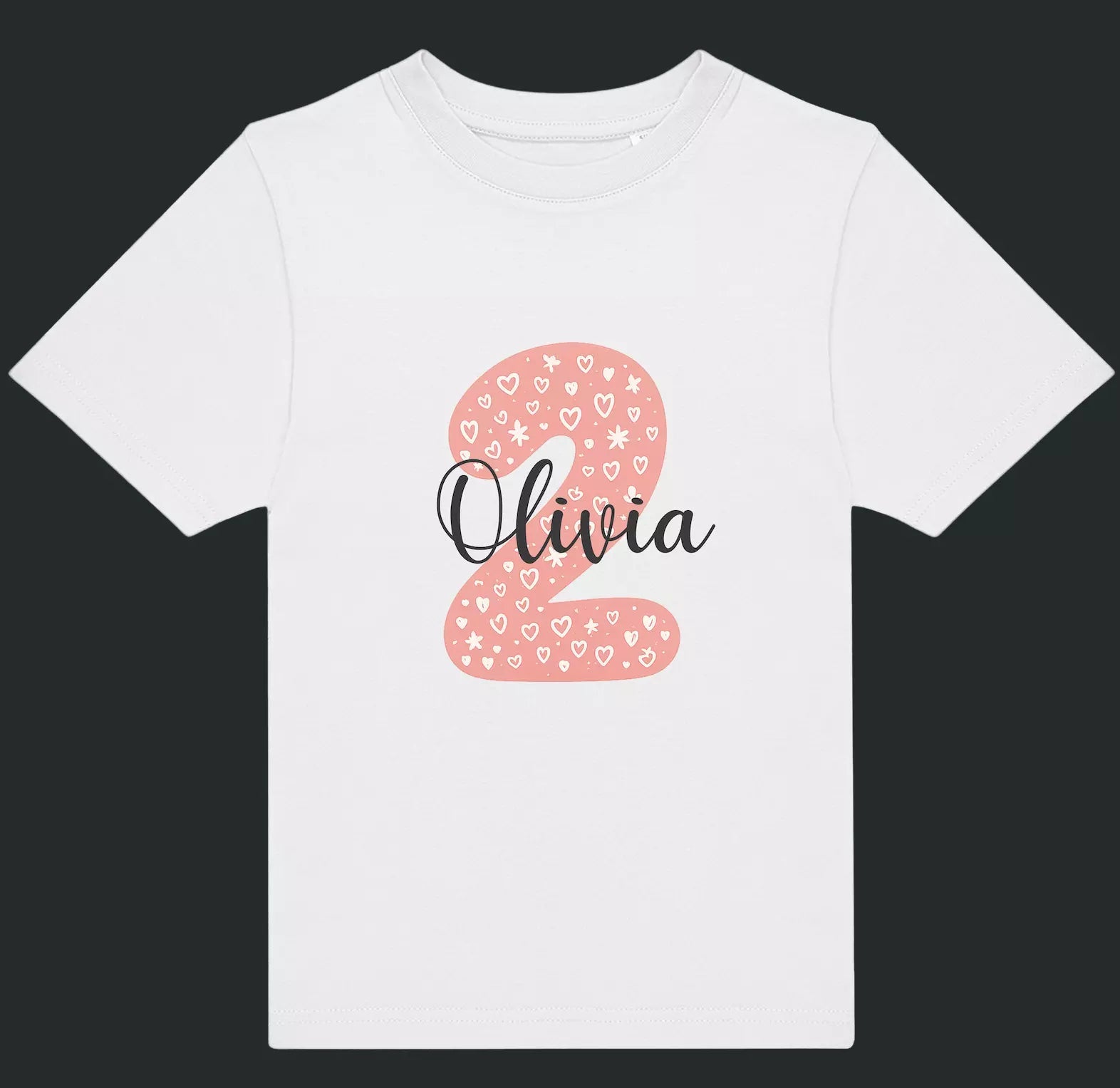 Personalised Pink Number & Name Kids T-Shirt – Custom Birthday Age Tee - Ink Stitch Press