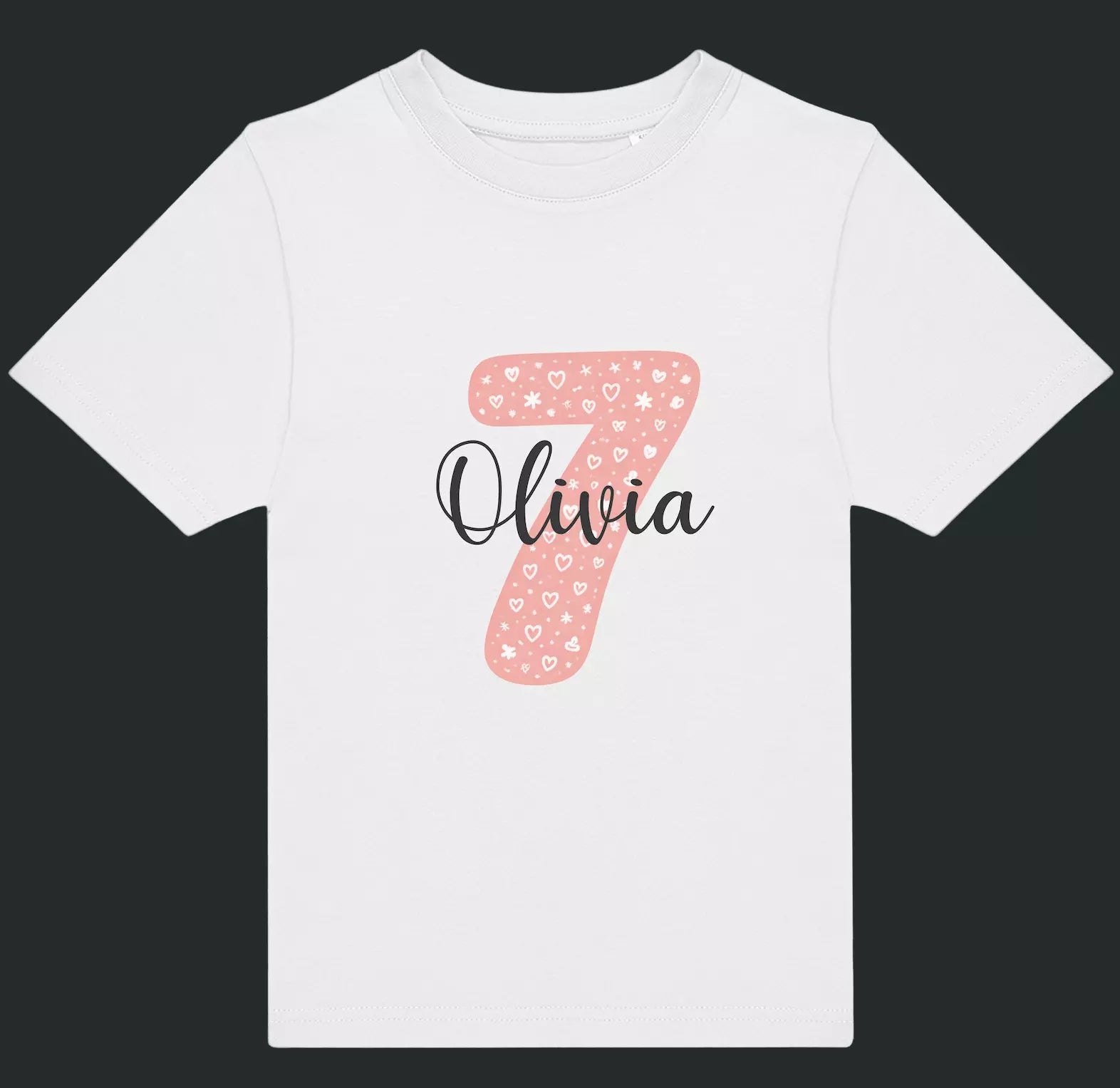 Personalised Pink Number & Name Kids T-Shirt – Custom Birthday Age Tee - Ink Stitch Press