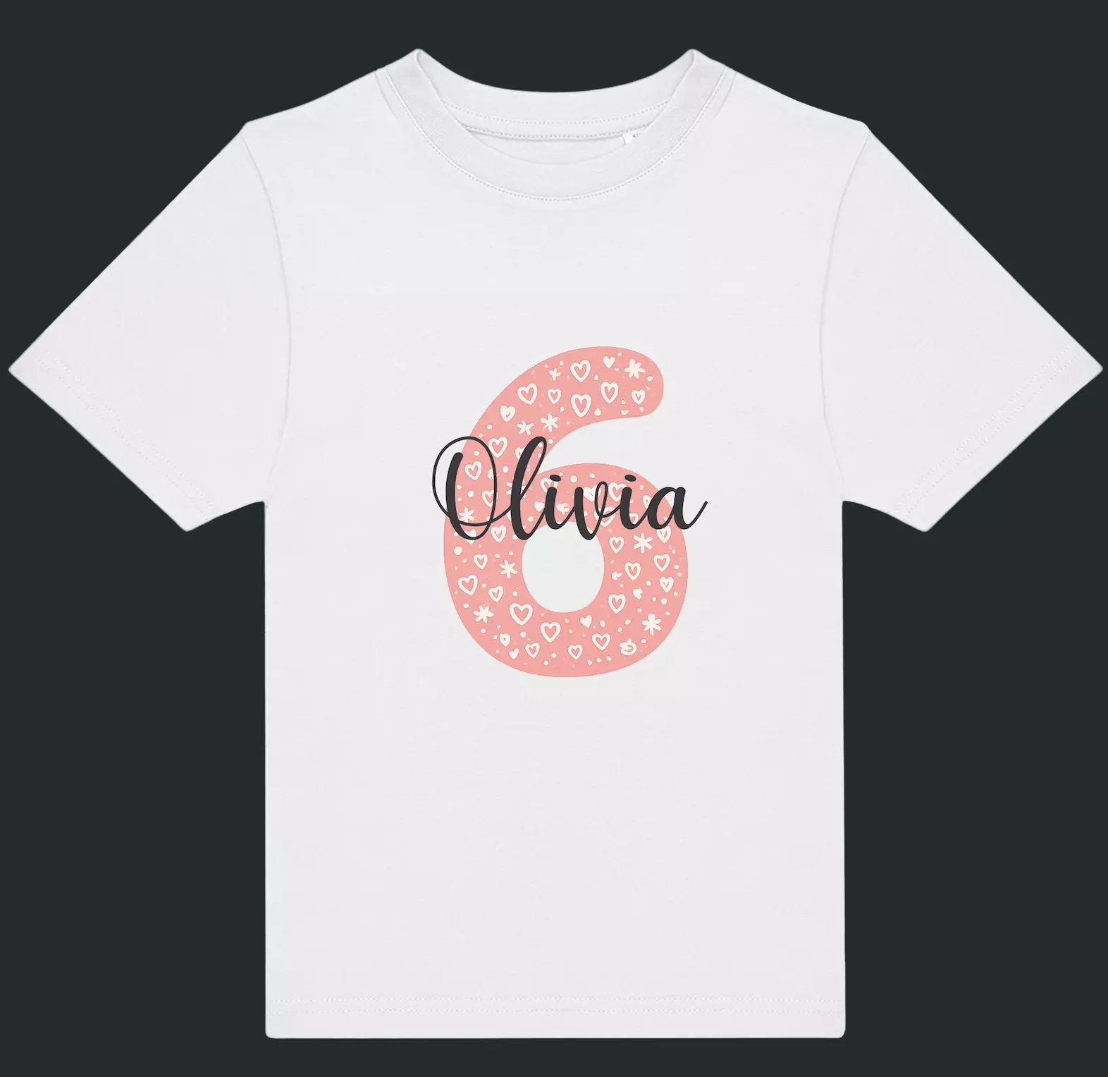 Personalised Pink Number & Name Kids T-Shirt – Custom Birthday Age Tee - Ink Stitch Press