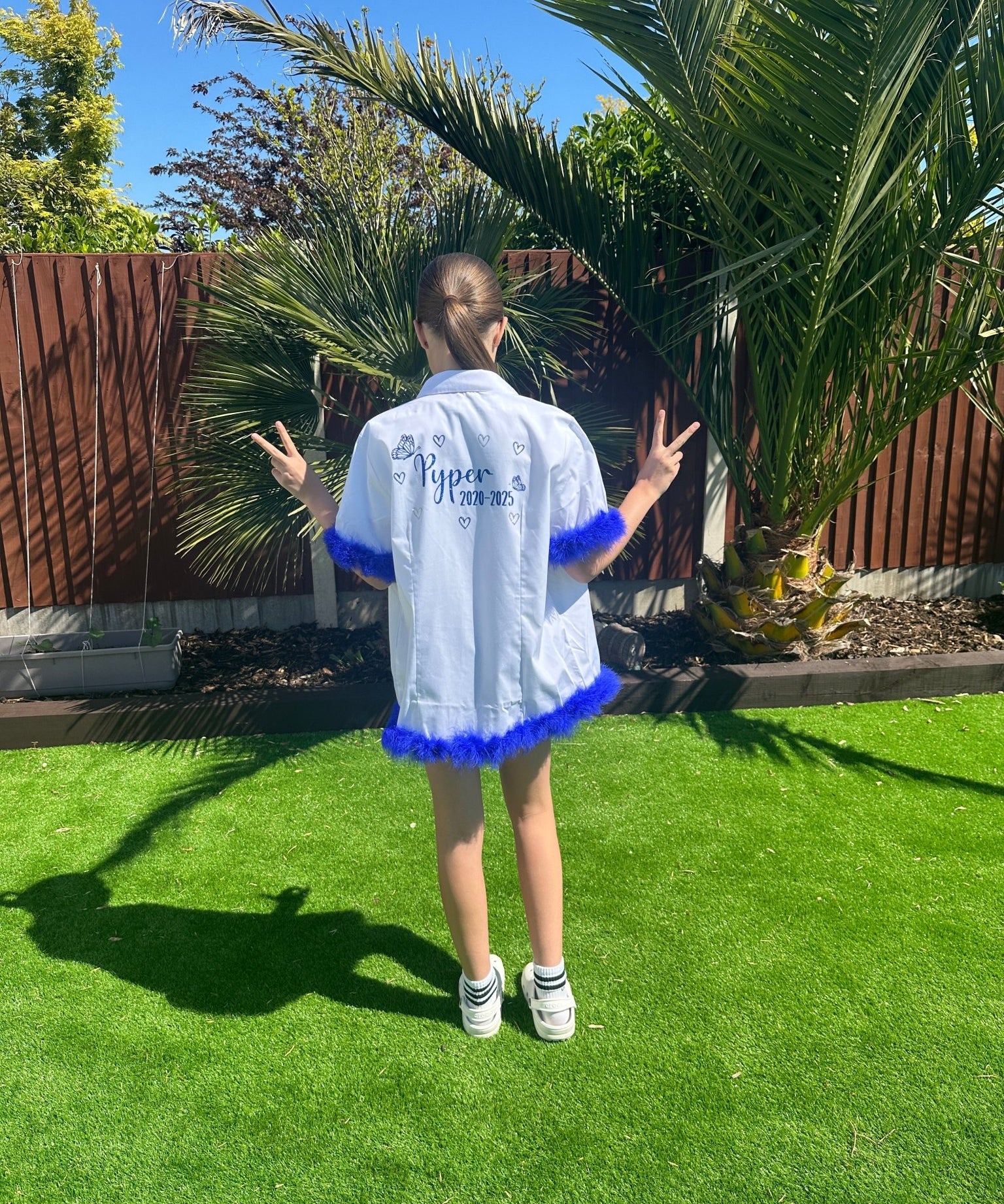 Personalised School Leavers Shirt with Butterflies & Marabou Boa Trim - Ink Stitch Press