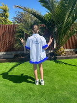 Blue Butterflies, Hearts & Marabou Boa Personalised School Leavers Shirt