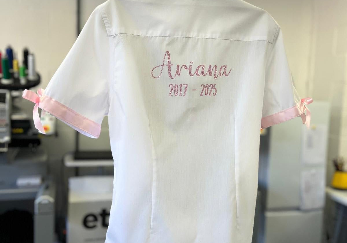 Personalised School Leavers Shirt with Satin Ribbon Trim & Bows - Ink Stitch Press