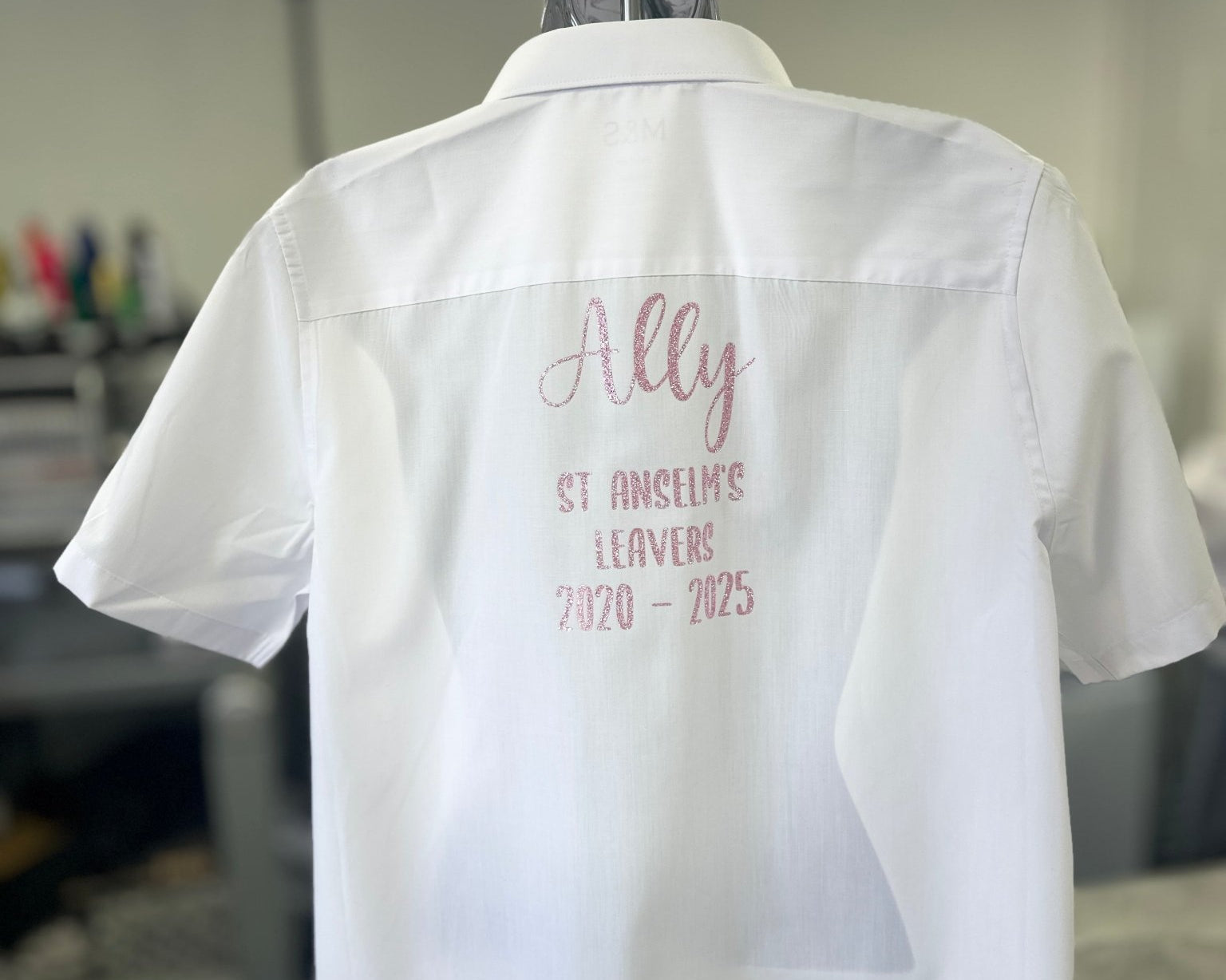 Pink HTV Personalised School Leavers Shirt - Ink Stitch Press