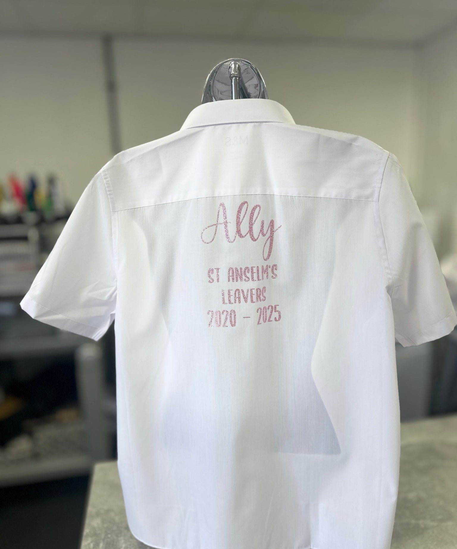 Pink HTV Personalised School Leavers Shirt - Ink Stitch Press