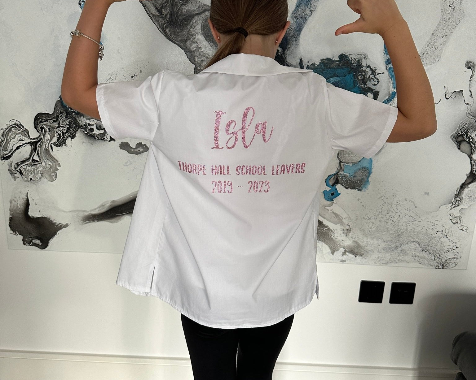 Pink HTV Personalised School Leavers Shirt - Ink Stitch Press