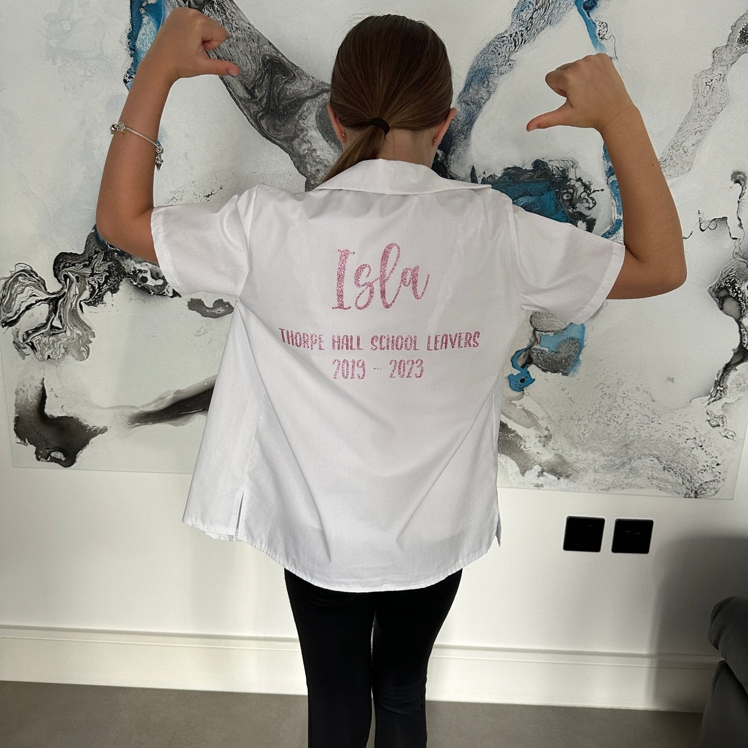 Pink HTV Personalised School Leavers Shirt - Ink Stitch Press
