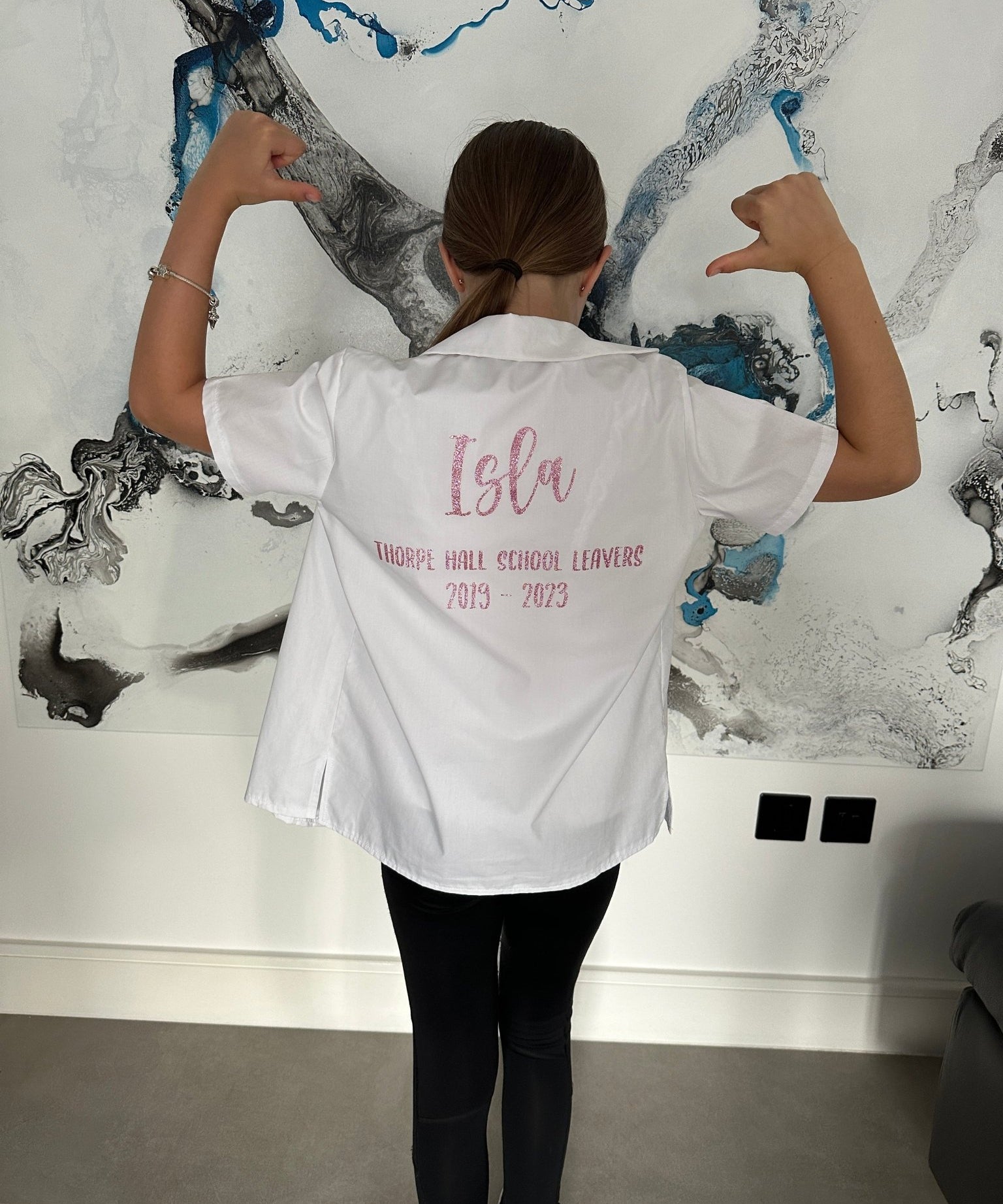 Pink HTV Personalised School Leavers Shirt - Ink Stitch Press