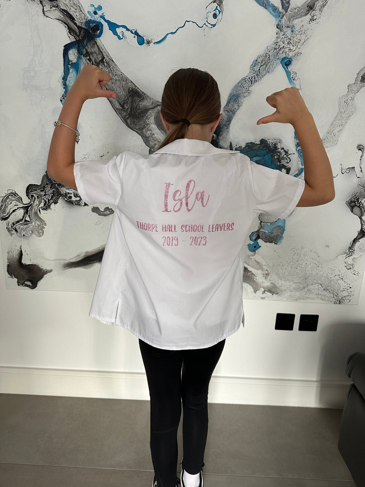 Pink HTV Personalised School Leavers Shirt - Ink Stitch Press