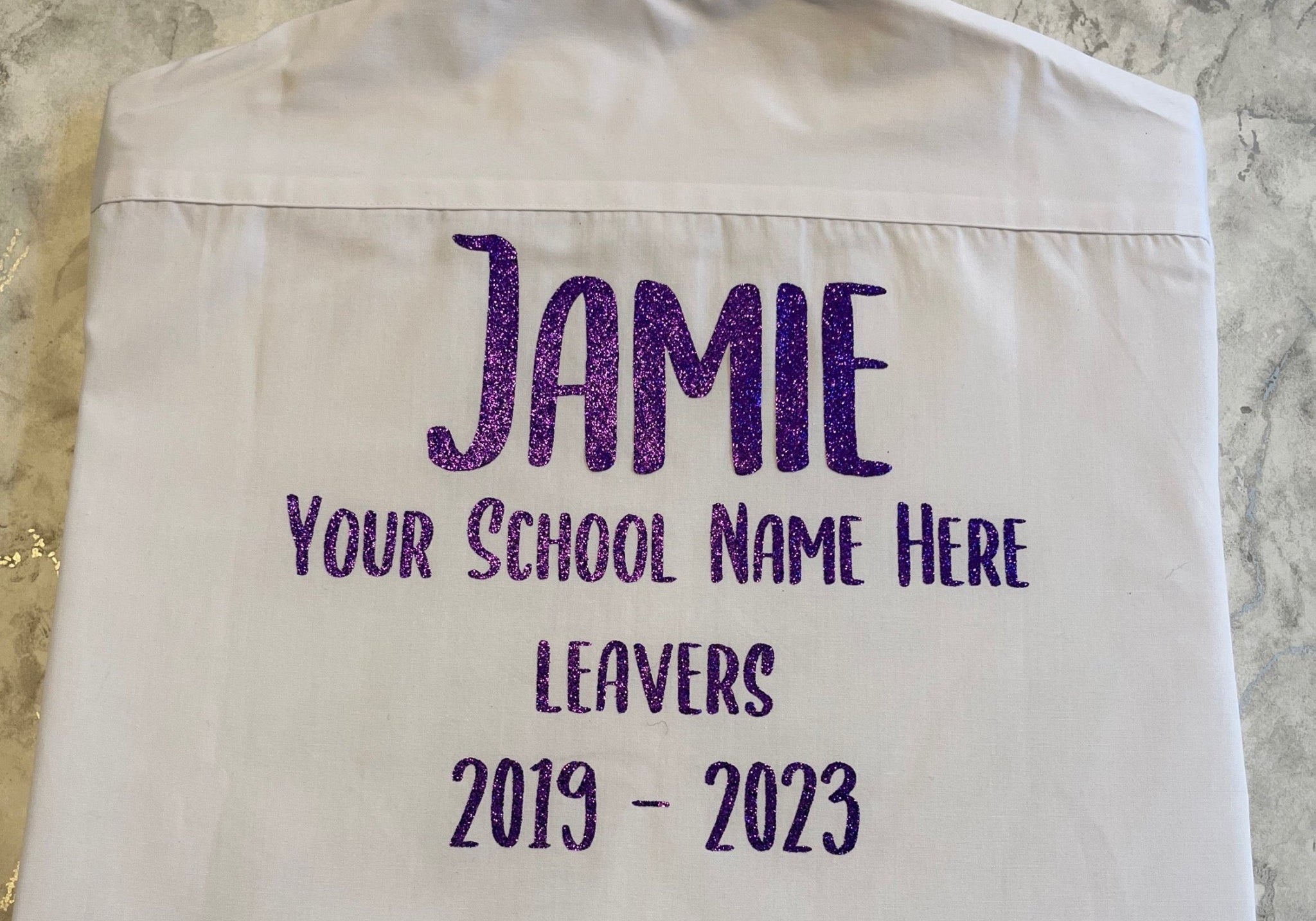 Purple HTV Personalised School Leavers Shirt - Ink Stitch Press