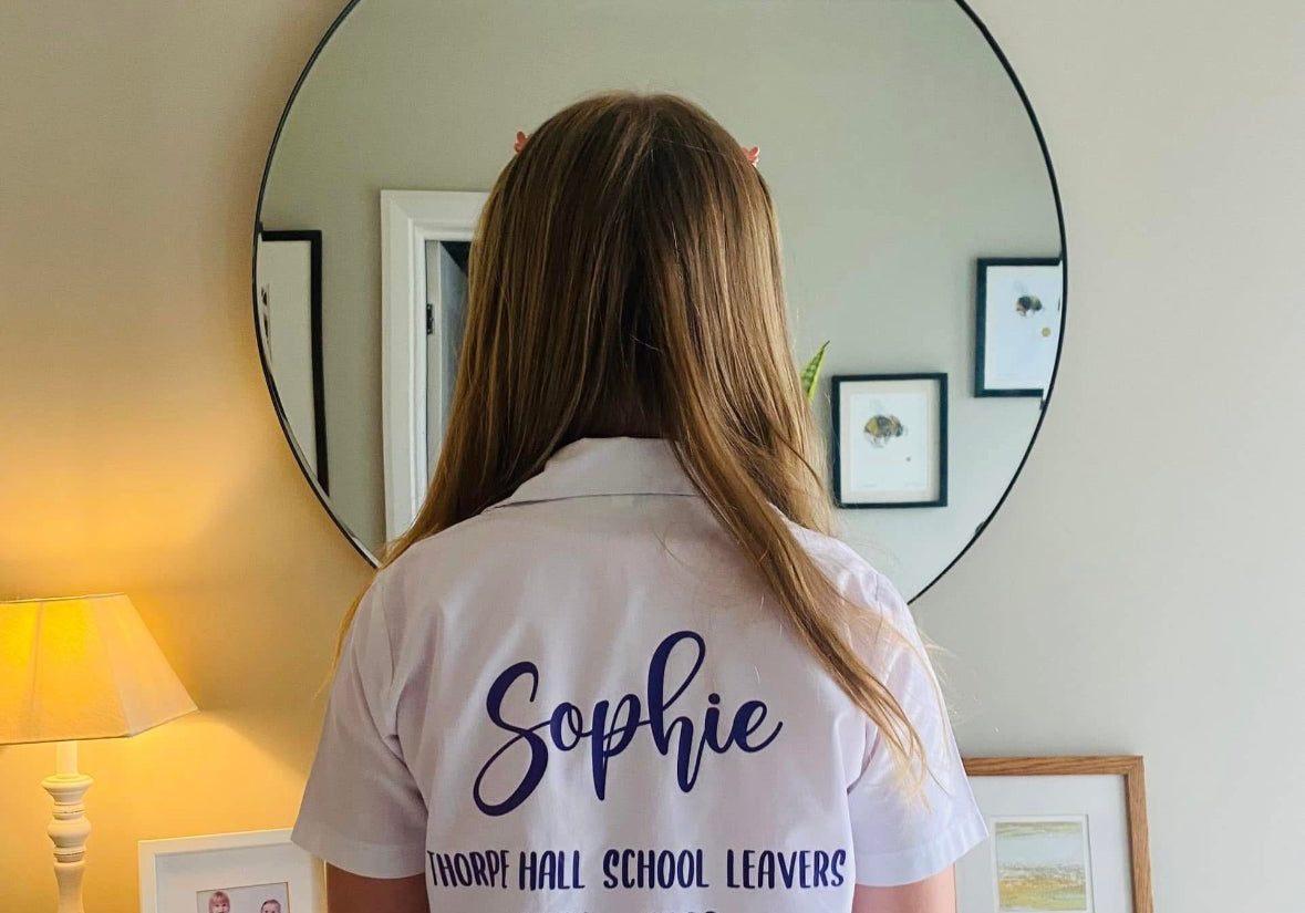 Purple HTV Personalised School Leavers Shirt - Ink Stitch Press