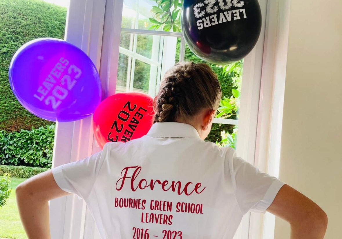 Red HTV Personalised School Leavers Shirt - Ink Stitch Press