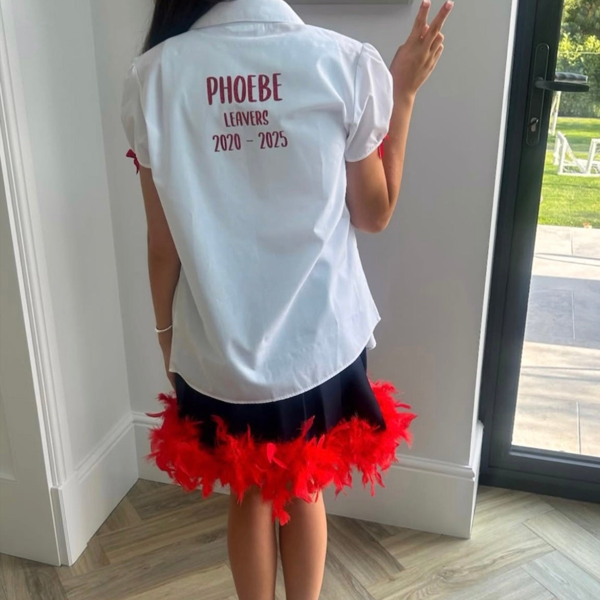 Red HTV Personalised School Leavers Shirt - Ink Stitch Press