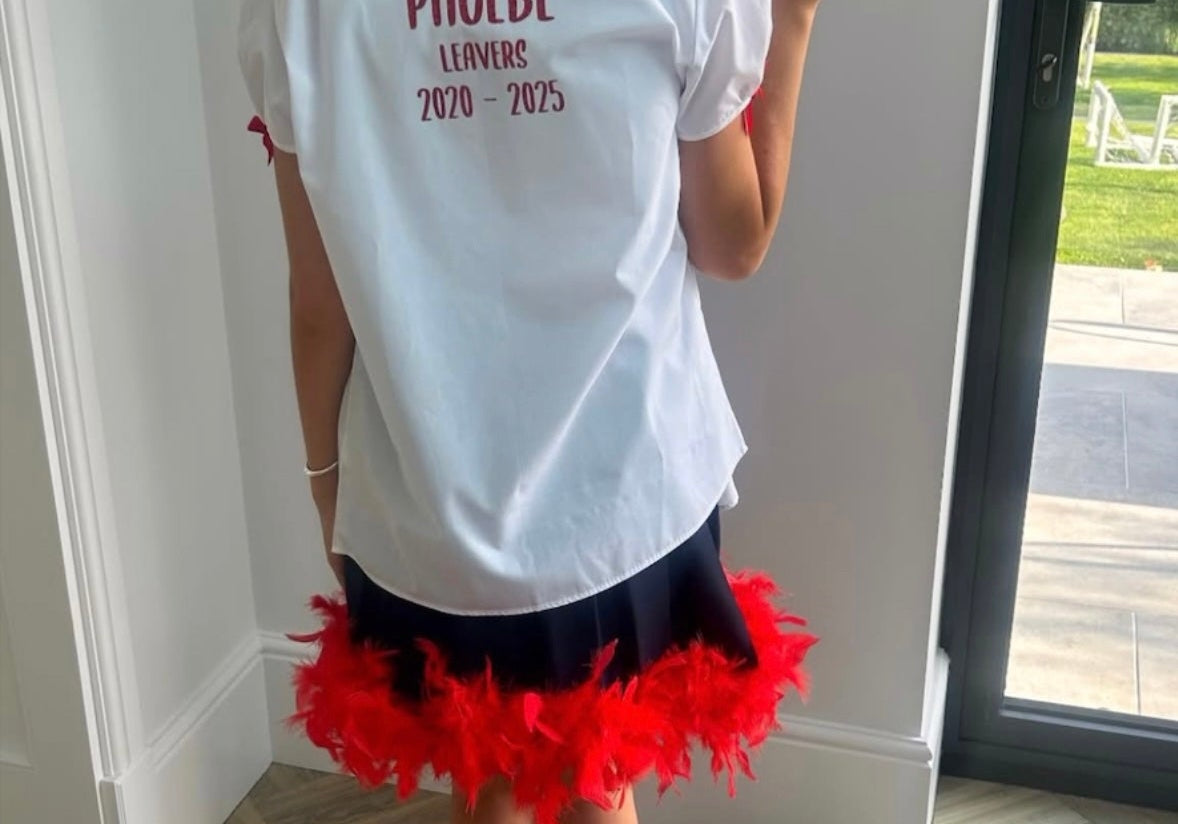 Red HTV Personalised School Leavers Shirt - Ink Stitch Press