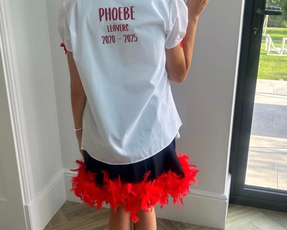 Red HTV Personalised School Leavers Shirt - Ink Stitch Press