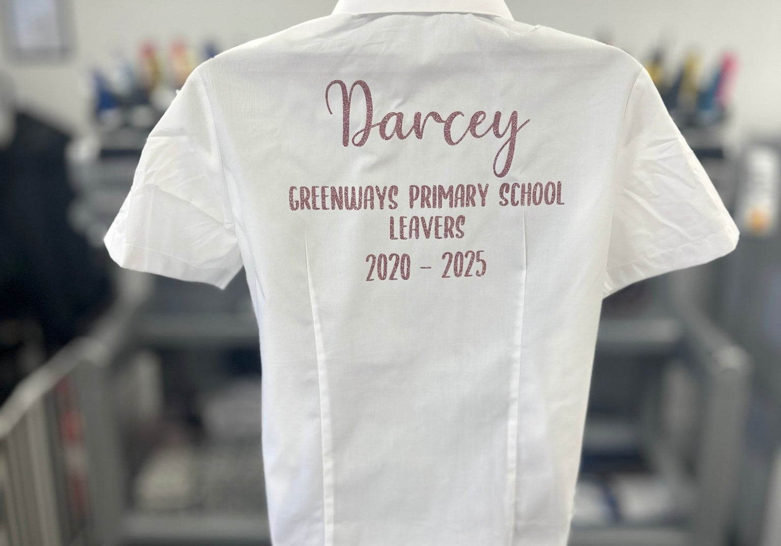 Rose Gold HTV Personalised School Leavers Shirt - Ink Stitch Press