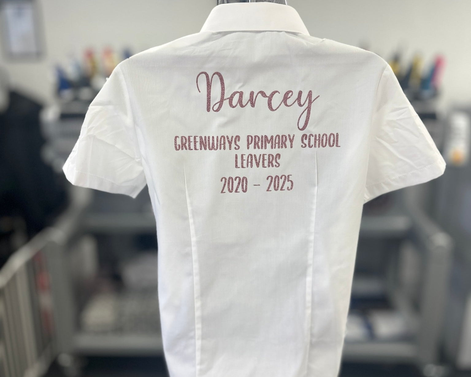 Rose Gold HTV Personalised School Leavers Shirt - Ink Stitch Press