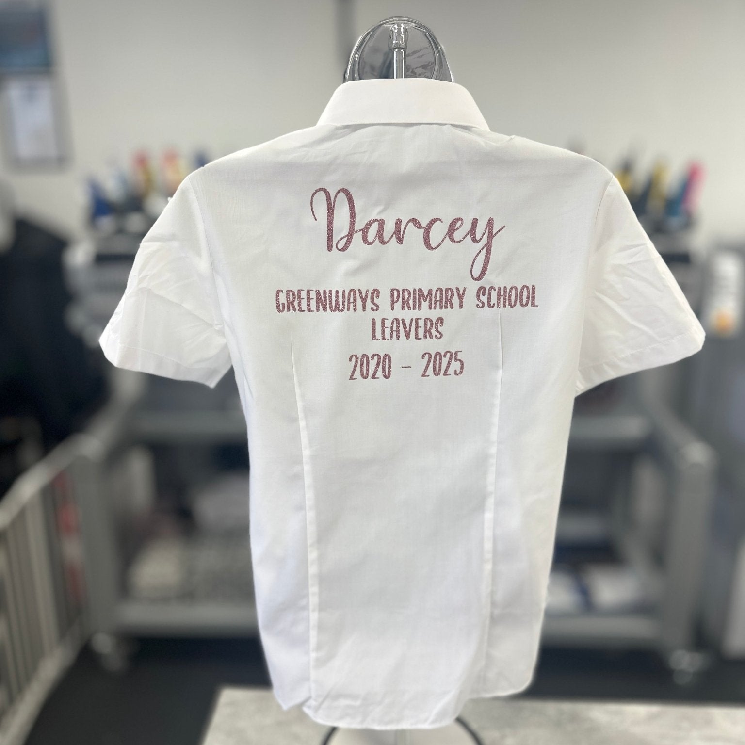 Rose Gold HTV Personalised School Leavers Shirt - Ink Stitch Press