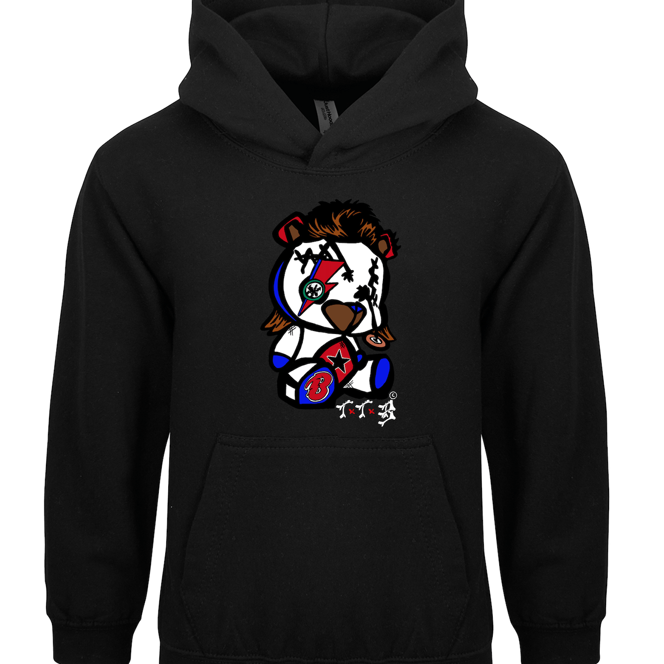 TTB - Bowie Bear - Kids Basics Hoodie - Ink Stitch Press