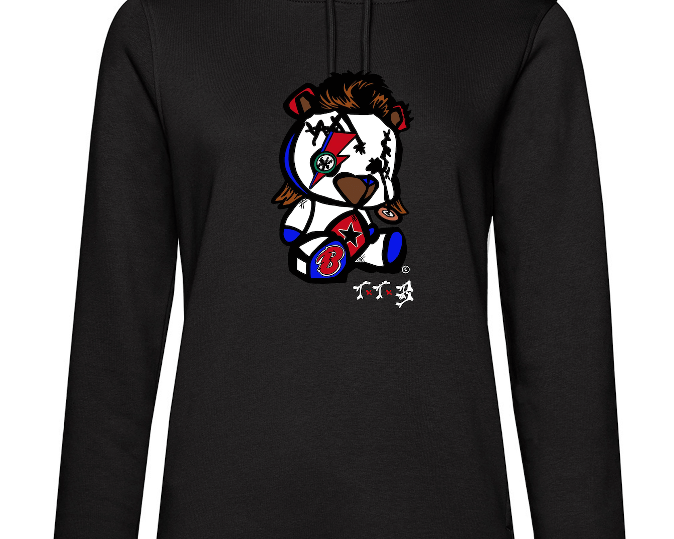 TTB - Bowie Bear - Ladies Basics Hoodie - Ink Stitch Press