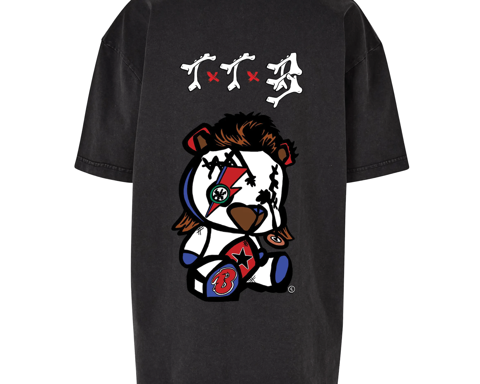 TTB - Bowie Bear - Ladies Oversized Acid T-Shirt - Ink Stitch Press
