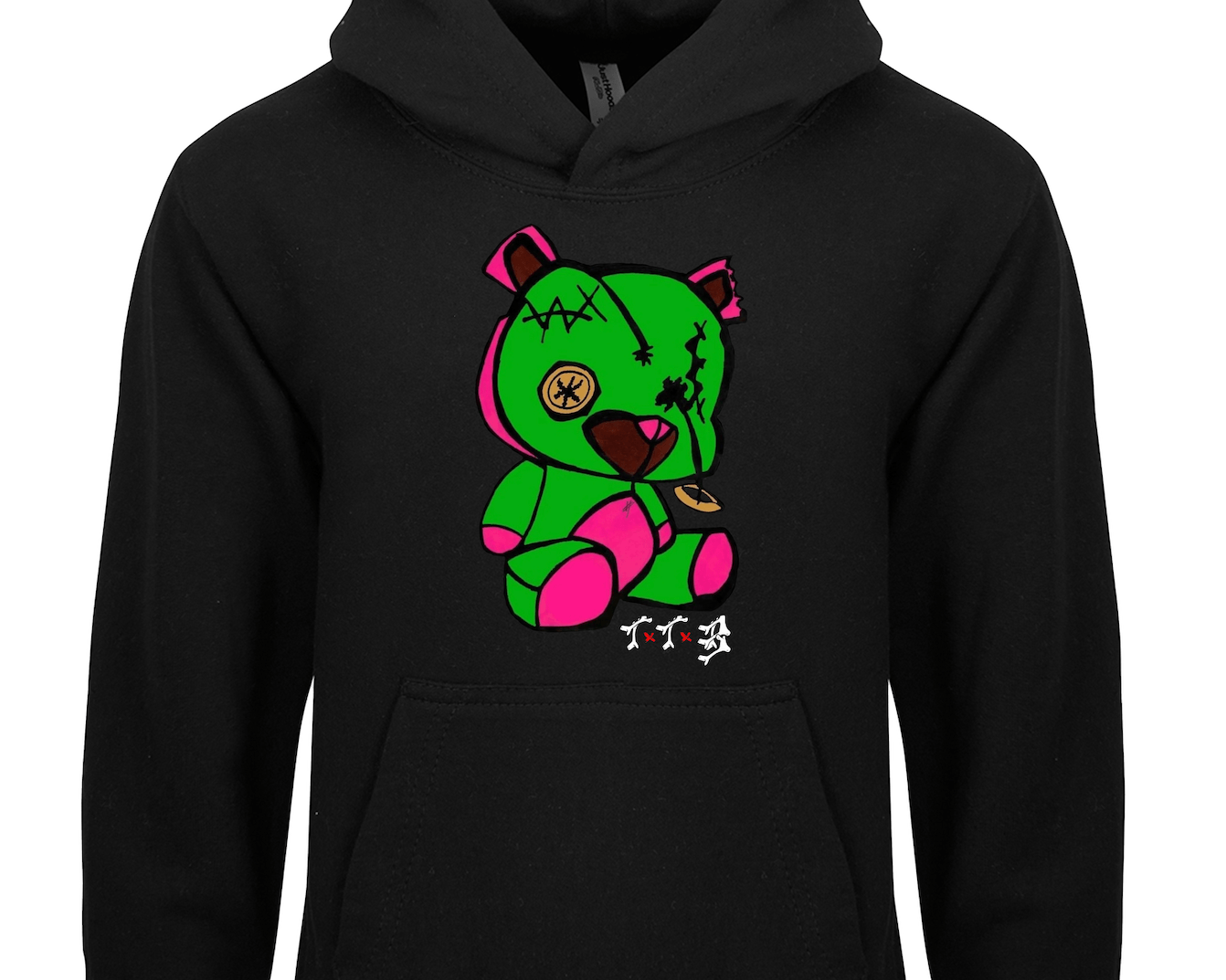TTB - Green Bear - Kids Basics Hoodie - Ink Stitch Press