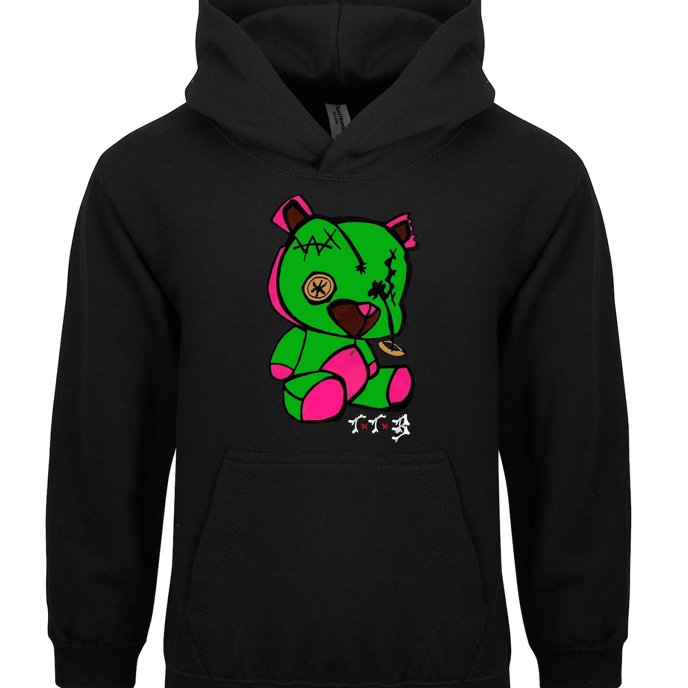 TTB - Green Bear - Kids Basics Hoodie - Ink Stitch Press