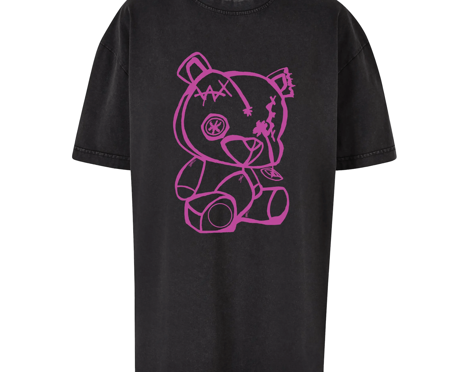 TTB - Pink Hollow Bear - Ladies Oversized Acid T-Shirt - Ink Stitch Press