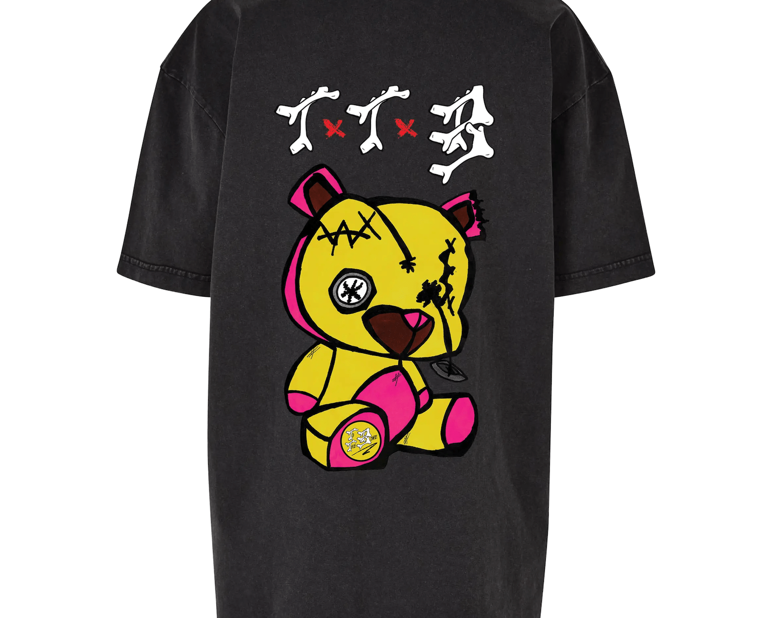 TTB - Yellow Bear - Ladies Oversized Acid T-Shirt - Ink Stitch Press